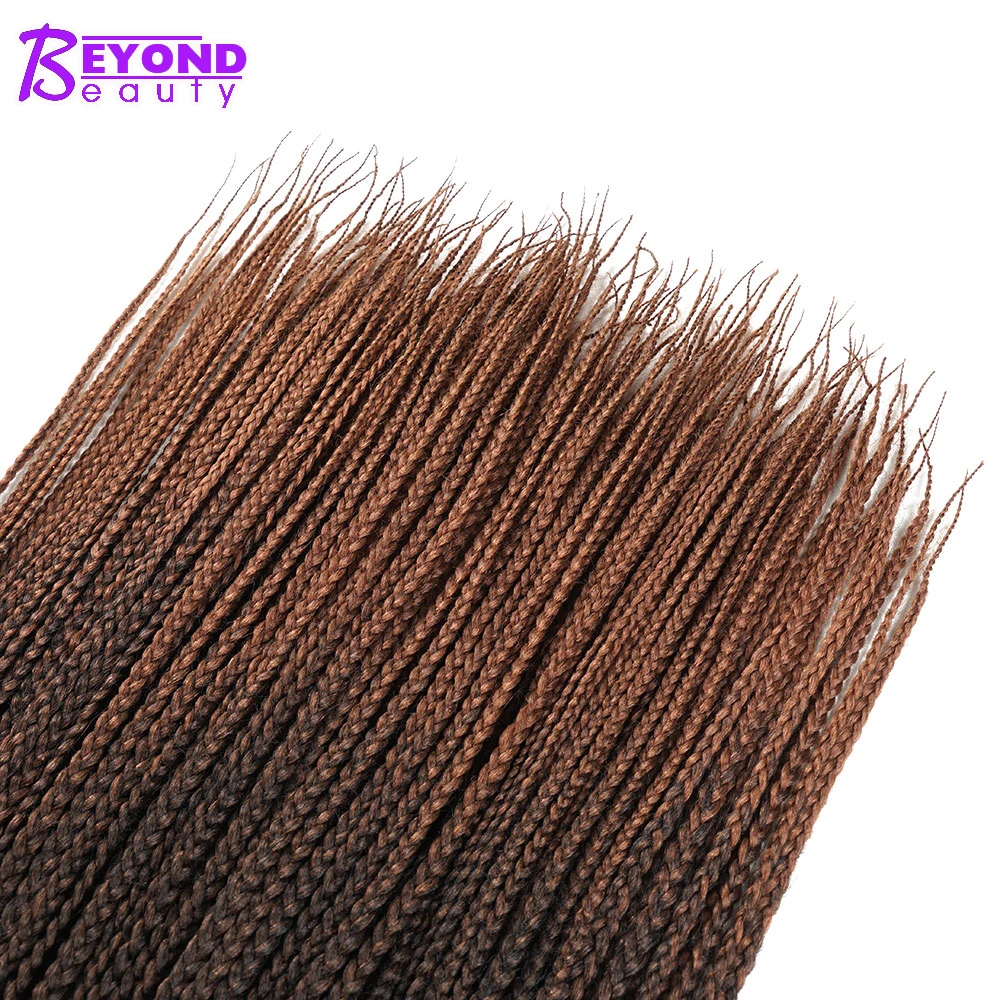 Beyond Beauty Crotchet Box Braid Hair Extensions Ombre Black Brown Colors Braiding Hair Synthetic Crochet Braids Bulk