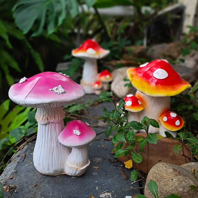 

Garden Landscape Mushroom Sculpture Outdoor Garden Resin Decoration Gardening Decor Mushrooms Statue Landscaping Handmade Crafts