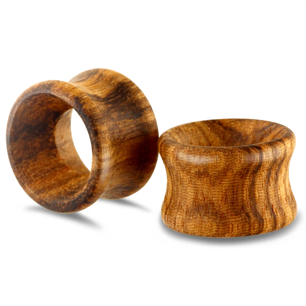 TIANCIFBYJS Natural Organic Wood Flesh Tunnel Ear Plugs Double Flared Earring Gauges Expander Piercing Body Jewelry 6-20mm 2pcs