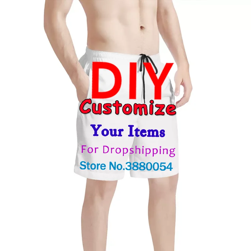 

Customized Logo Brand Image Men's Shorts Summer Quick Dry Comfortable Beachwear Homme Swimsuit Plus Size 4XL Dropshipping