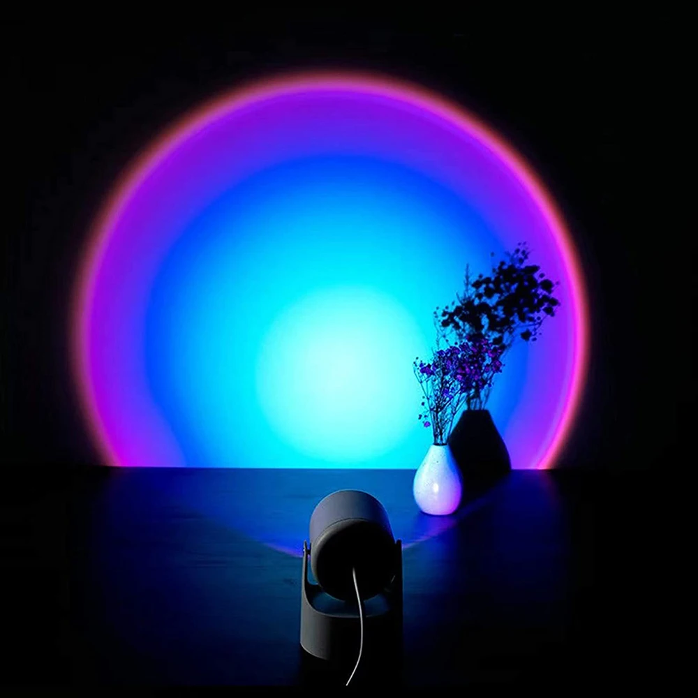 USB Sunset Projector Light Home Wall Decoration Rainbow Atmosphere Night Light Desk Lamp Coffee Shop Background Decor D30