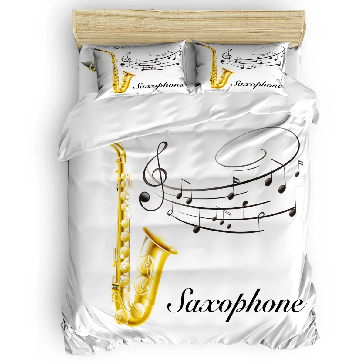 Saxophone Music Note Modern Bedding Set For Adult Kids Comforter Cloth Duvet Cover Nordic Bed Covers