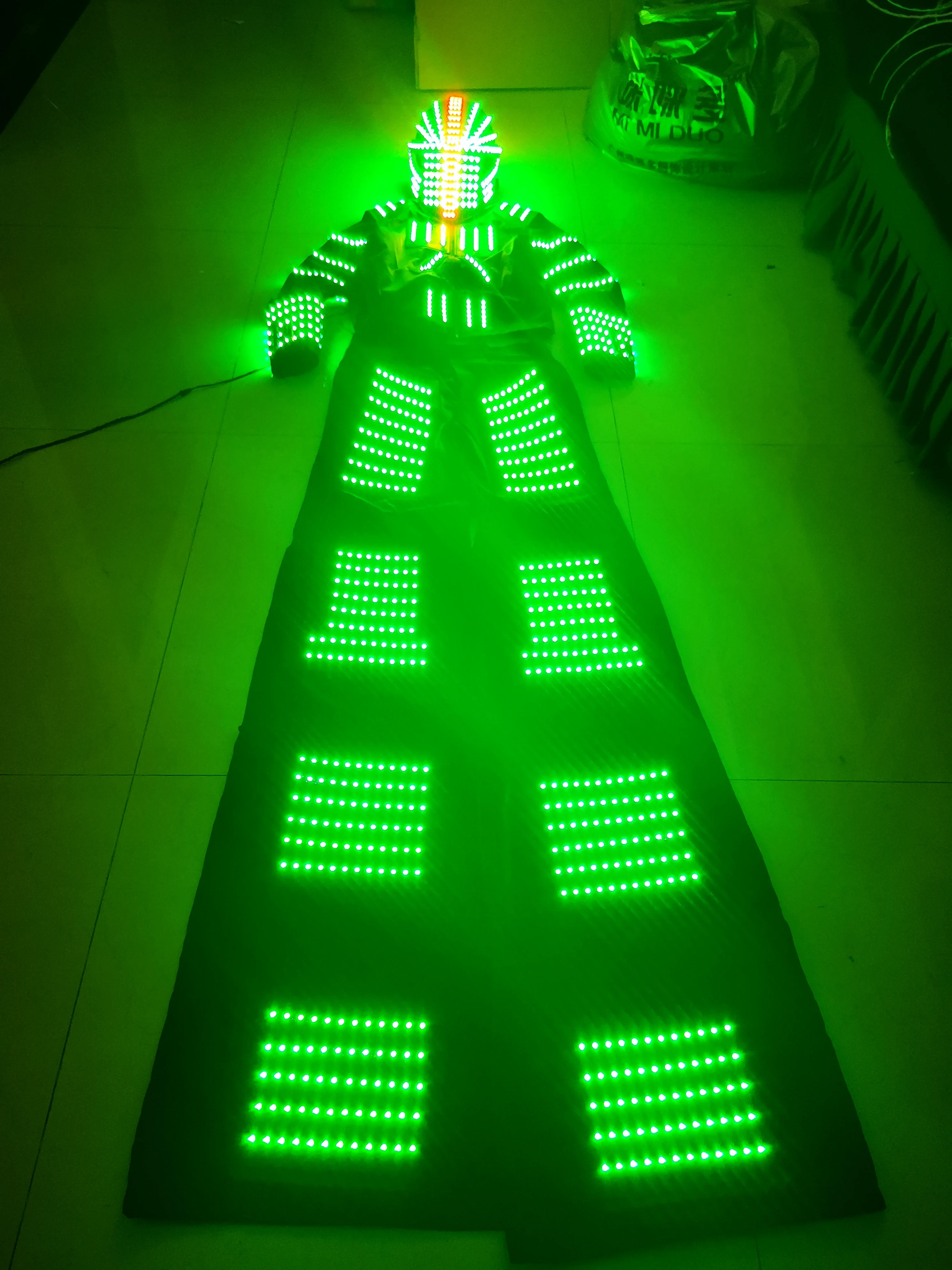 LED Robot suit Light up stilt walker glowing costume Luminous Giant dress nightclub performance