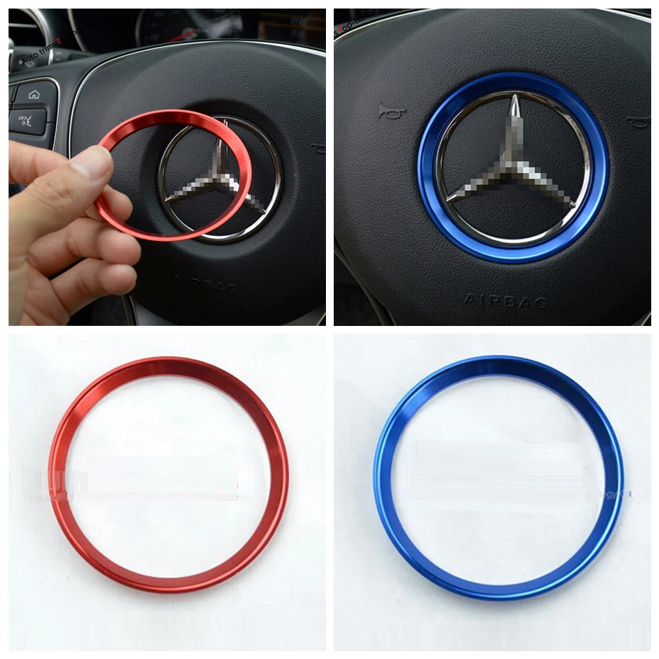 

Yimaautotrims Interior For Mercedes-Benz C Class W205 C180 C200 2015 - 2021 Car Steering Wheel Center Decoration Ring Cover Trim