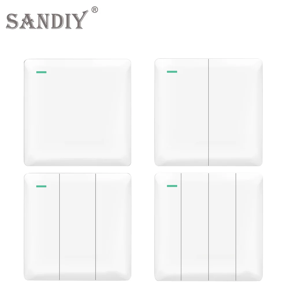 Light Switch Wall Mount Switch White Panel 86 Type Surface Mounted Power Supply Switches 1/2/3/4 Gang 1/2 Way 10A AC110V 220V