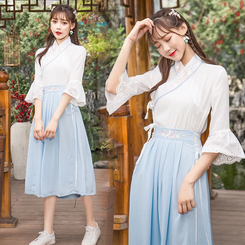 

Женское платье hanfu для косплея, китайское традиционное платье-Ципао, летнее платье-Ципао с коротким рукавом