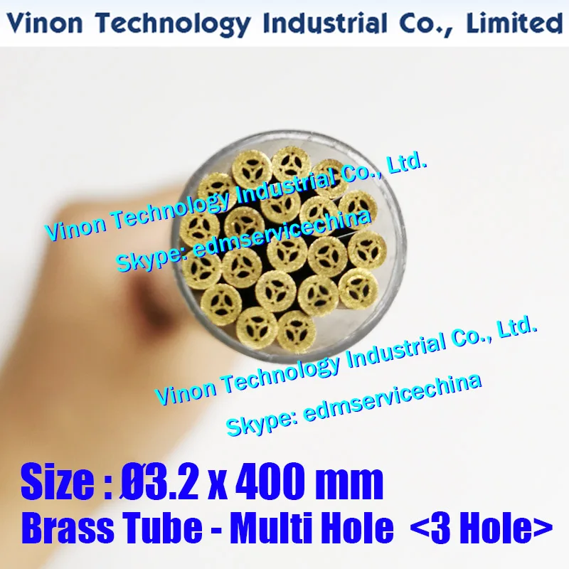 (30PCS/LOT) 3.2x400MM 3 Hole Brass Tube Multi Hole, EDM Brass Tubing Electrode MultiChannel (3-Channel), Dia. 3.2mm, 400mm Long