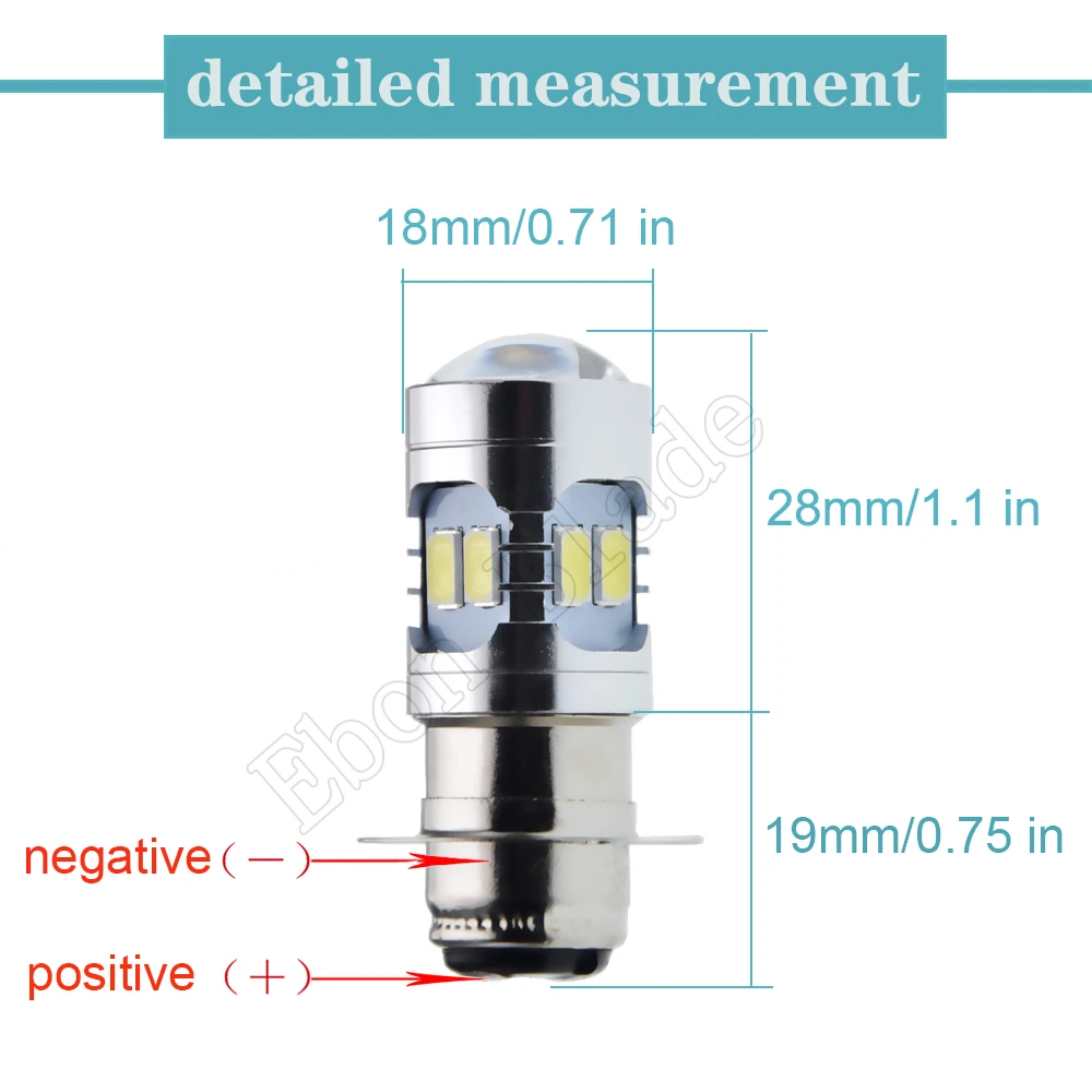 1Pcs P15D H6M Motorcycle LED Headlight 12SMD Dual Beam Bulb Motorbike Scooter ATV LED Headlamp Fog Lamp 6V-30V 12V White Yellow