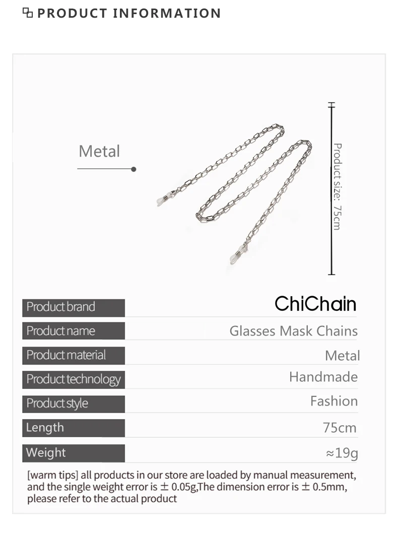2022 neue trend ige Sonnenbrille Gold Glieder ketten Gothic für Frauen Männer Maske Brille Perlenkette Brille Brillen Lanyard Großhandel – Detail 2