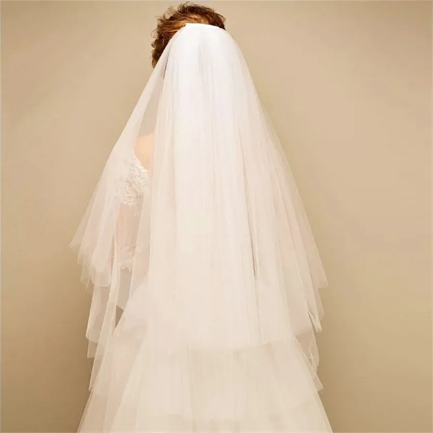 Yashmac – voile de mariée court, blanc, ivoire, à la mode, deux couches, 75cm, avec peigne, en tulle, pour fête de mariage, nouvelle collection 2019