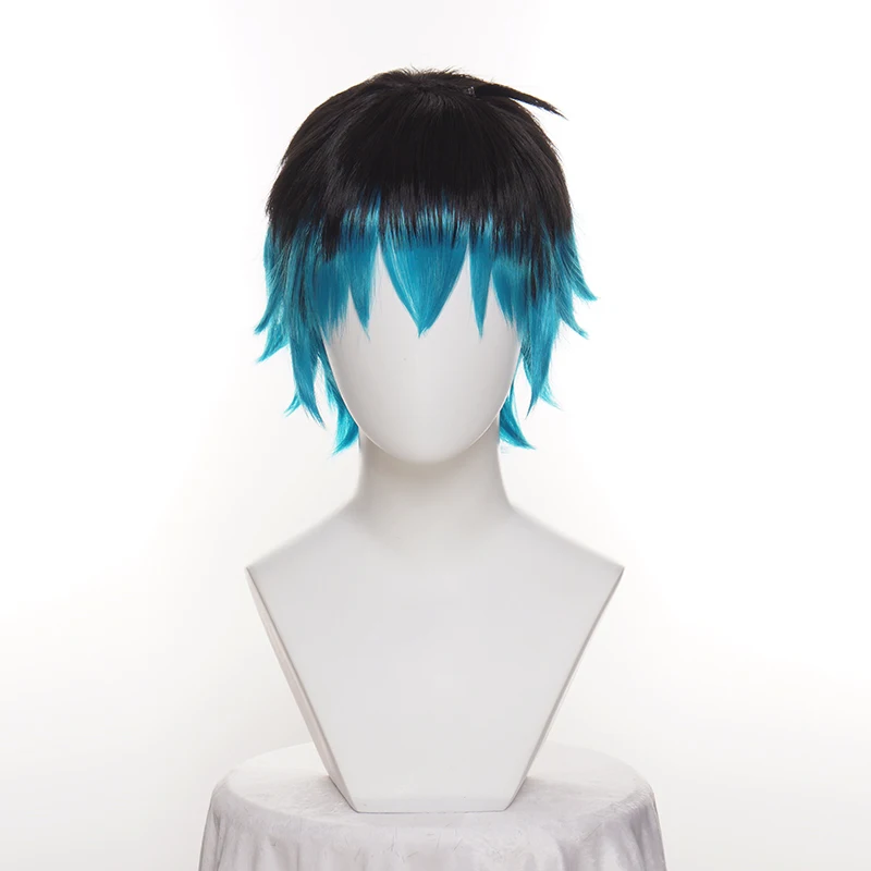 Luka Couffaine Cosplay Wig Short Black Blue Hair Cosplay Anime Cosplay Heat Resistant Synthetic Wigs Halloween + Wig Cap