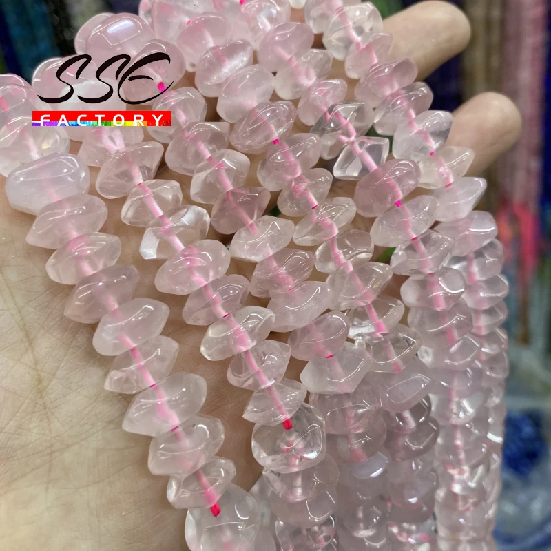 Natural Pink Quartz Crystal Beads Irregular Special Cut Genuine Loose Beads for Jewelry Making DIY Bracelets 6x11mm 15