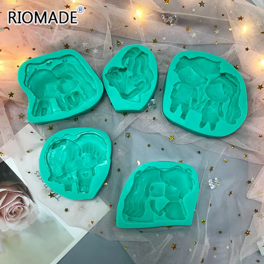 Cartoon Lovers Silicone Mold Valentine\'s Day Biscuit Cupcake Chocolate Baking Handmade Mould Fondant Cake Decorating Tools