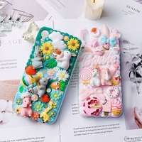 Handmade DIY Case for iPhone 12 pro max 3D Rabbit Phone Cover iP 11 creamy shell 6/7/8 plus cute flower iP X/XS MAX XR girl gift