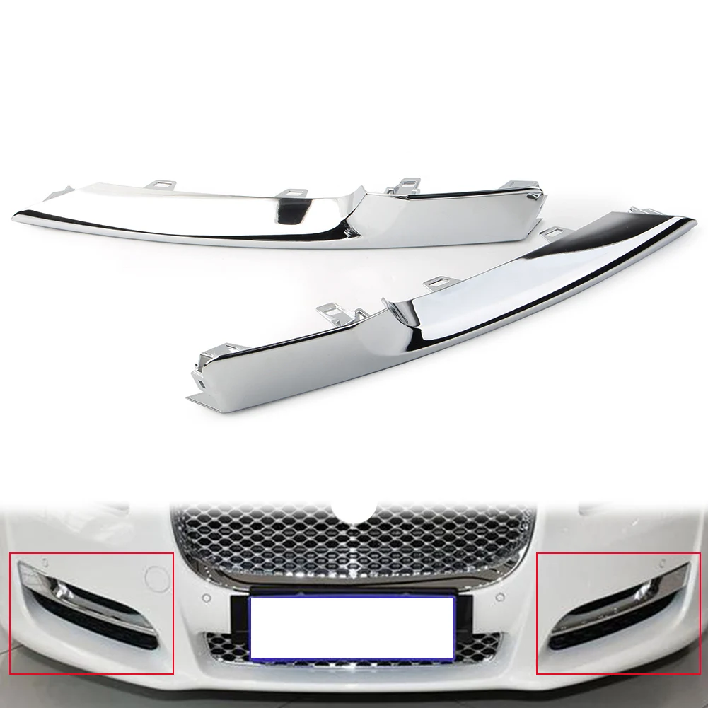 

1Pair Car Front Side Grille Lower Bumper Molding Chrome Trim For Jaguar XJ 2016 2017 2018 2019 2020 2021 ABS Plastic