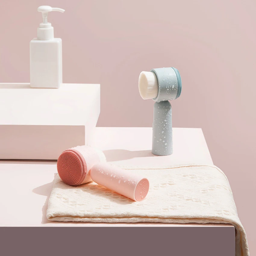 Portátil dupla face limpador facial escova de silicone macio cabelo rosto massagem escova de lavagem removedor cravo cuidados com a pele ferramenta