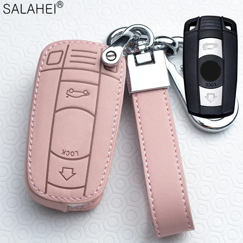 Leather Car Key Case for BMW E90 E60 E70 E87 3 5 6 Series M3 M5 X1 X5 X6 Z4 KeyChain Cover Remote Controller Key Holder