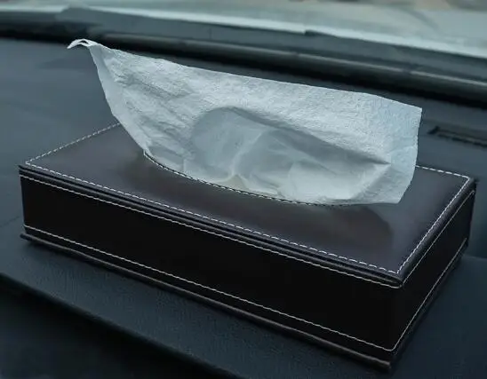 Universal Leather Car Tissue Box Auto Cassette Accessories Holder Creative Removable Paper Napkin Box Organizer