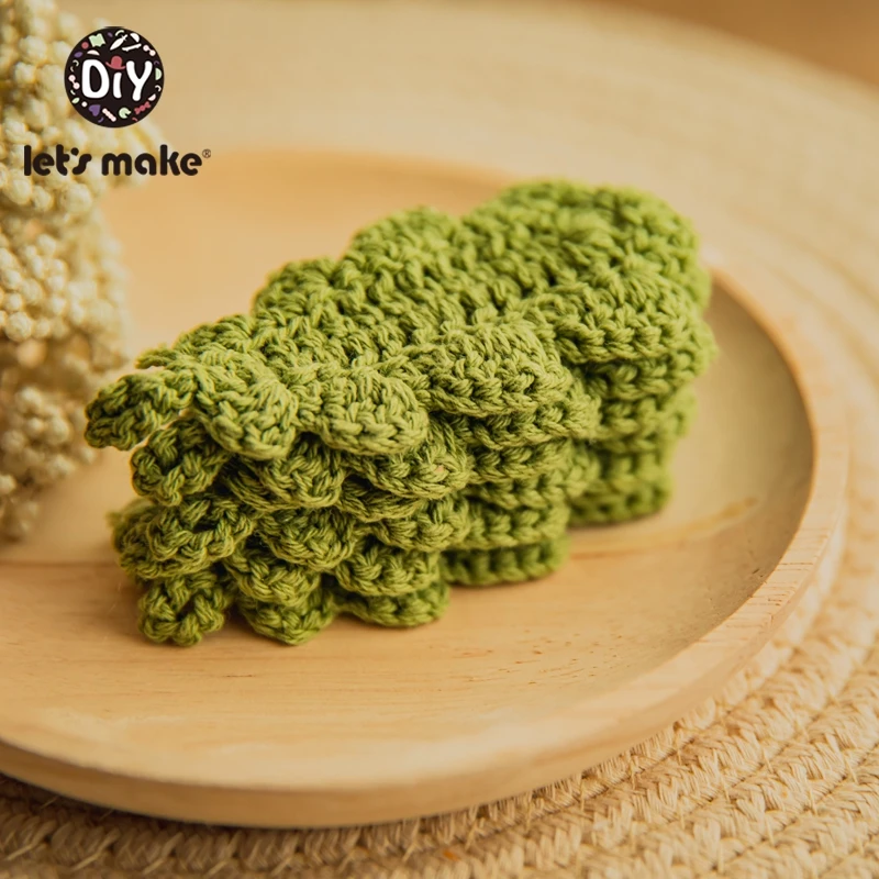 Mari Kita Buat 5 Buah Tanaman Crochet Bulat Manik-manik Kayu Crochet Teether Kayu Dekorasi Kayu Tumbuh Gigi Crochet Manik Bayi Teether