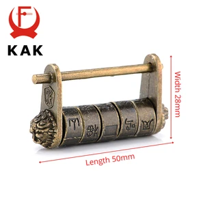 KAK-Antique Bronze Padlock, Zinc Alloy, Chinese Style, Password Combination, Jewelry Box Padlock, Retro Keyed Padlock, Decorative, Vintage 12 Main Sales Lock Brazil Old - №10