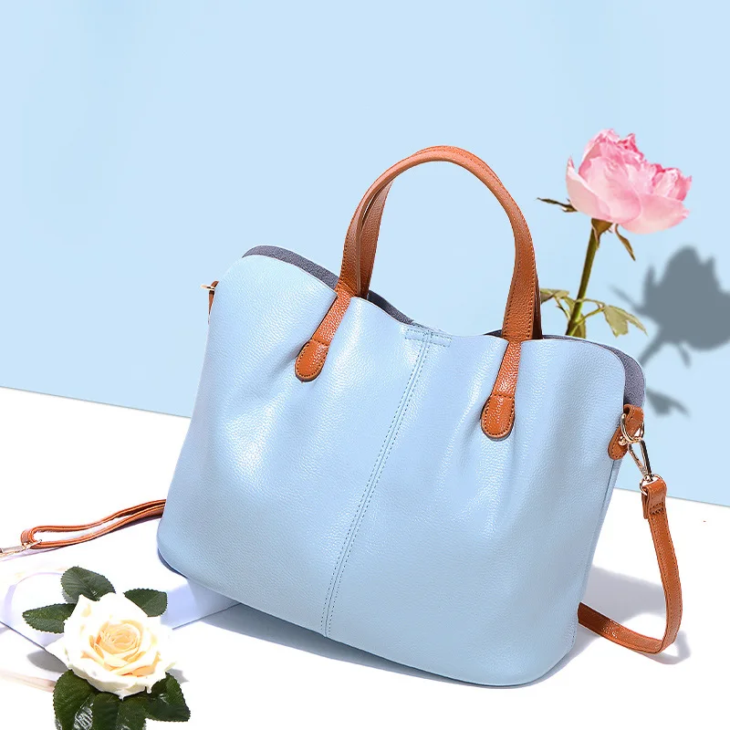 Bolso de mano de piel sintética para mujer, bolsa de hombro grande, a la moda, 2020