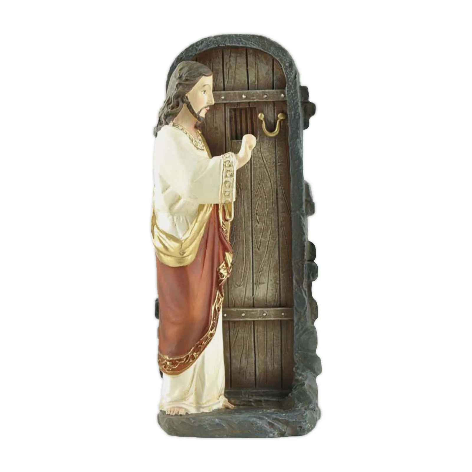 Jesus Knocks On The Door Handmade Painted Resin Ornament For Christian Church Home Jesus Figure Religious Gifts Drop Shipping