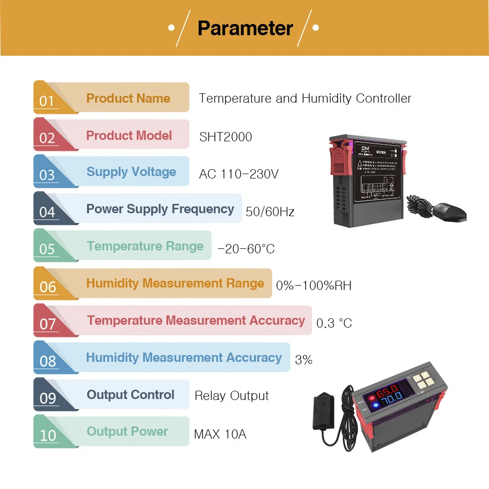 12V 24V 110V 220V Digital Temperature Humidity Controller Incubator Thermostat Humidistat Thermometer Hygrometer Soil Moisture