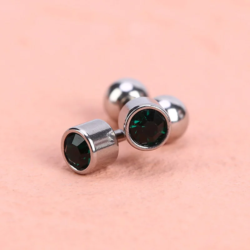 2Pcs Stainless Steel 4mm Ball Stud Earring For Men/Women Multi-color Crystal Ear Bone Nails Hypoallergenic Simple Ear Jewelry