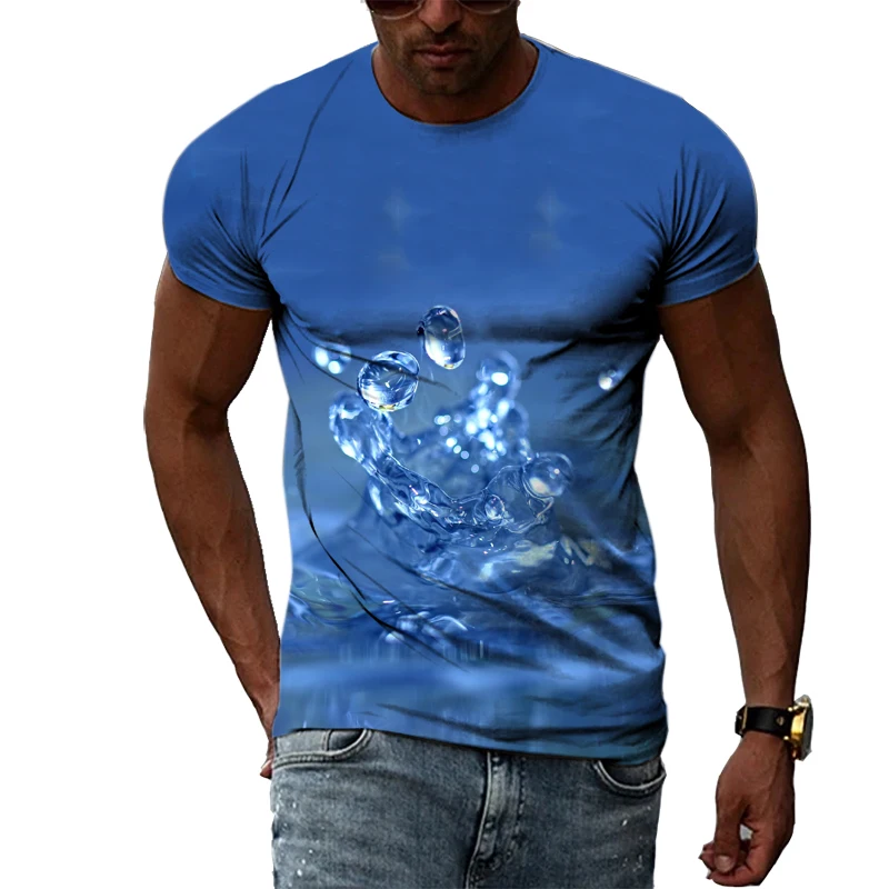 Fashion 3D Drops of Water graphic t shirts For Men Summer Casual Interesting Print T-shirts Hip Hop Harajuku Trend Cool blouse