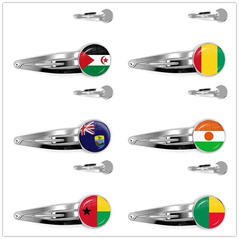 Western Sahara,Guinea,Saint Helena,Niger,Guinea-Bissau,Benin National Flag Hairpins Glass Cabochon Bobby Pin For Women Gift