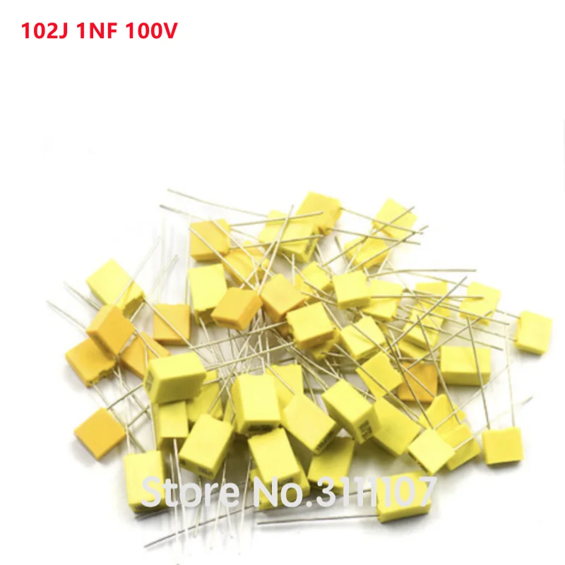 20PCS/LOT Correction capacitor 102J 1NF 100V Polypropylene Safety Plastic Film Capacitor New