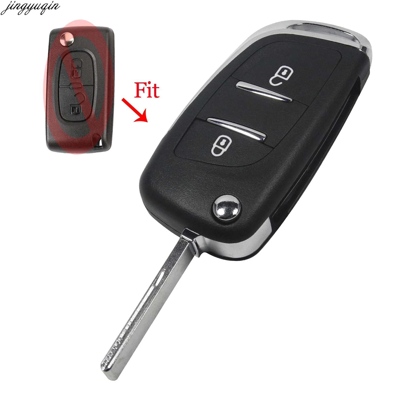 Jingyuqin Upgrade Flip Remote Car Key Shell For Citroen C3 C4 C5 C6 Berlingo Xsara Picasso Peugeot 207 308 407 408 607 Partner