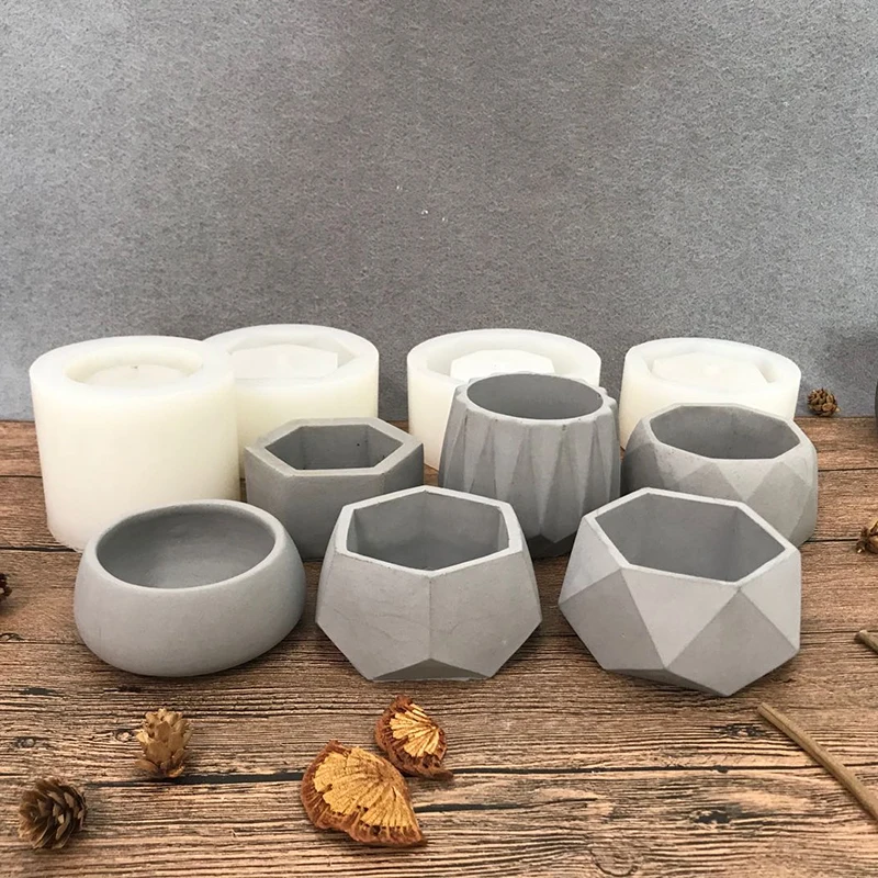 Forma silikonowa DIY do doniczek geometrycznych z betonu, żywicy, cementu, do sukulentów, nowoczesna dekoracja domu, doniczka na biurko.