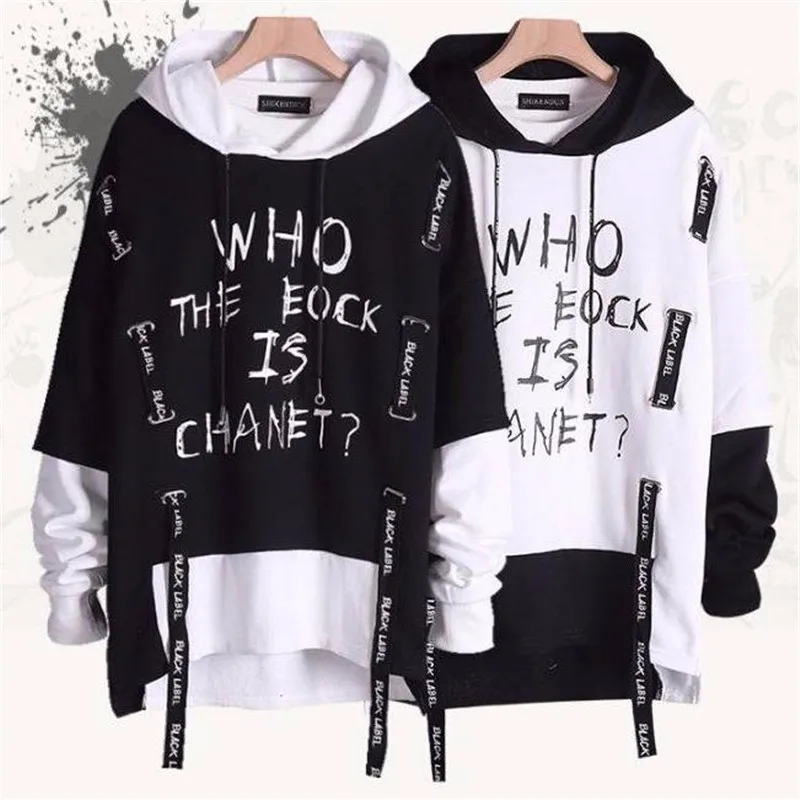 Cool Japanese Letter Print Funny Black Thin Fleece Hoodies Gothic Autumn Hooded Japan Hip Hop Casual Sweatshirts Streetwear Male