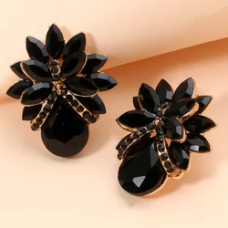 New Original Design Pineapple Shaped Earrings Fashion Vintage Black Pink Colorful Crystal Stud Earrings Women Jewelry 2024 Trend