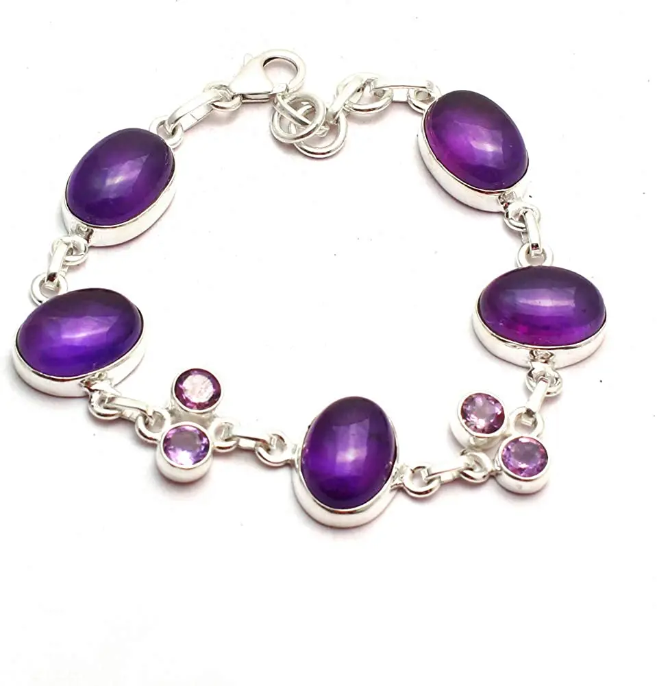 

Genuine Amethyst Bracelet 925 Sterling Silver, 19 cm, GRP0251