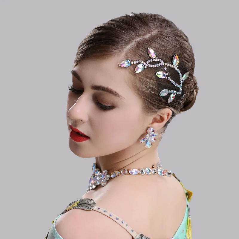 H2604 Women Hair Jewelry Professional Performance Dance Headdress Female Latin Dance Competition Headwear Diamond Accessories