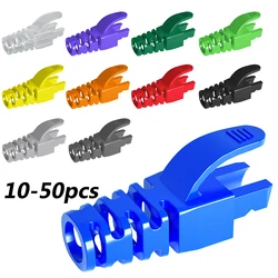 10-50 sztuk wielobarwne RJ45 czapki kot 5 CAT6 rękaw ochronny RJ-45 CAT6 CAT5e Adapter Cap kabel sieciowy Ethernet wtyczki złącza