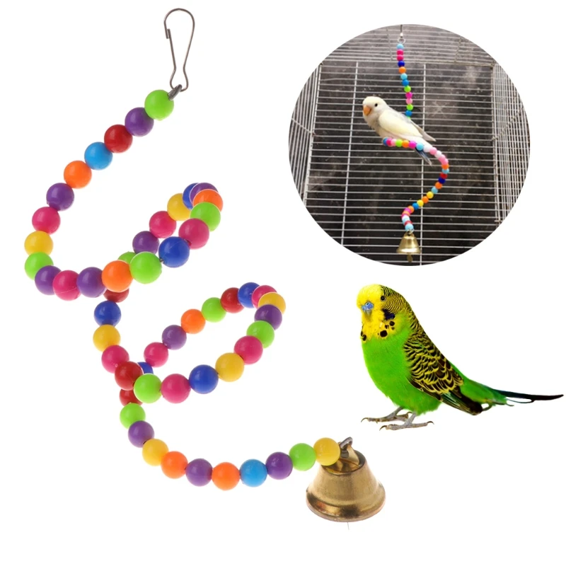 Parrot Toys Spiral Swing Stand Holder Birds Creative Bell Colorful Beads Ladder Drop Ship