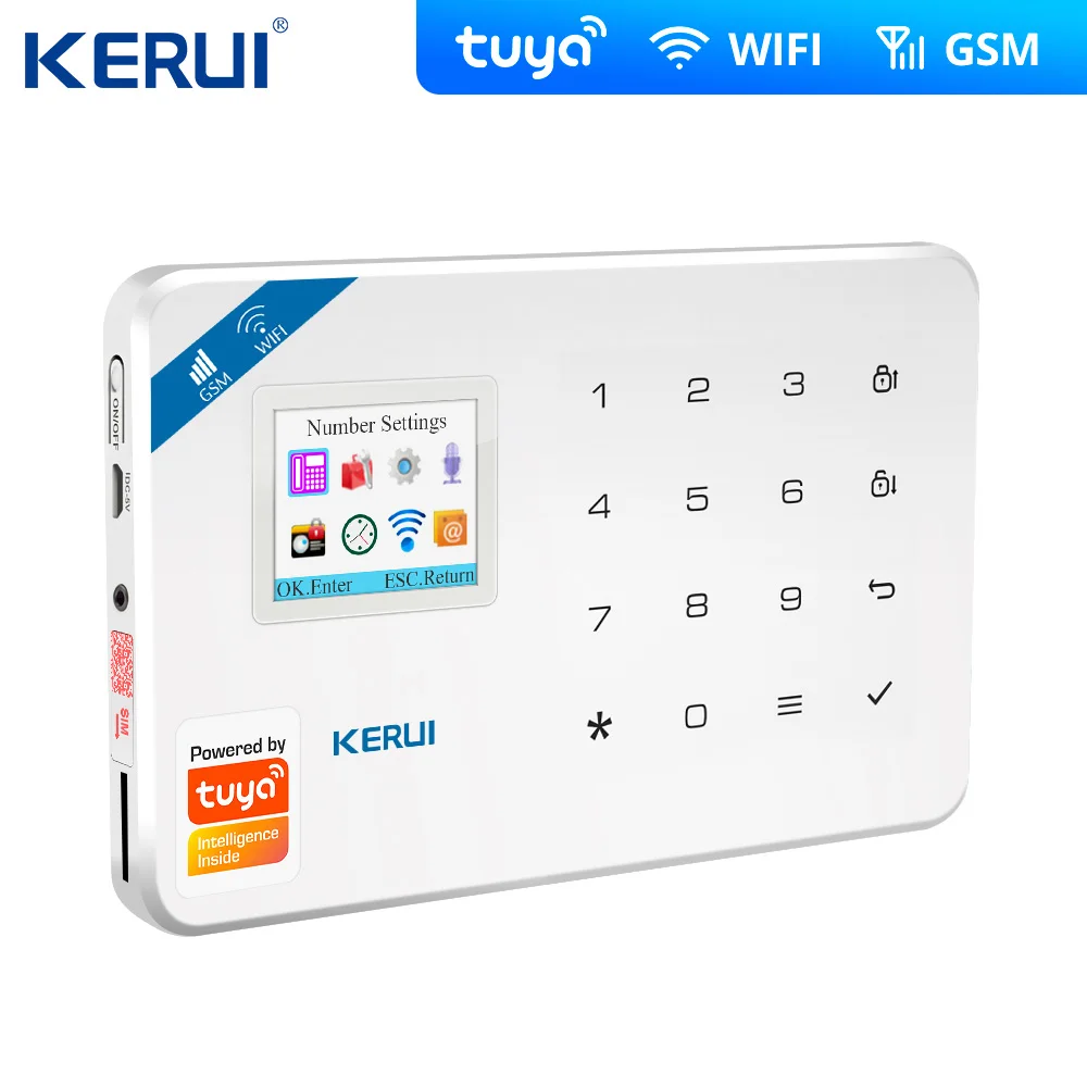 Kerui Tuya W181 Wireless Wifi Home Alarm GSM IOS Android APP Control LCD GSM SMS Burglar Alarm System For Home Security Alarm