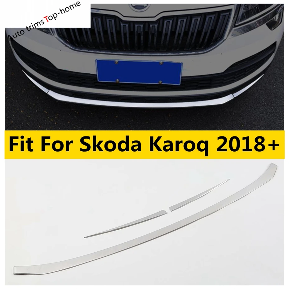 

Yimaautotrims Front Bumper Lower Engine Grid Grill Strip Cover Trim Stainless Steel Accessories Fit For Skoda Karoq 2018 - 2020