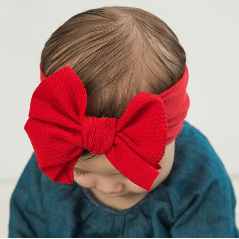 2020 Accessories Infant Baby Girl Boy Cute Bow Headband Newborn Solid Headwear Headdress Nylon Elastic Hair Band Gifts Props