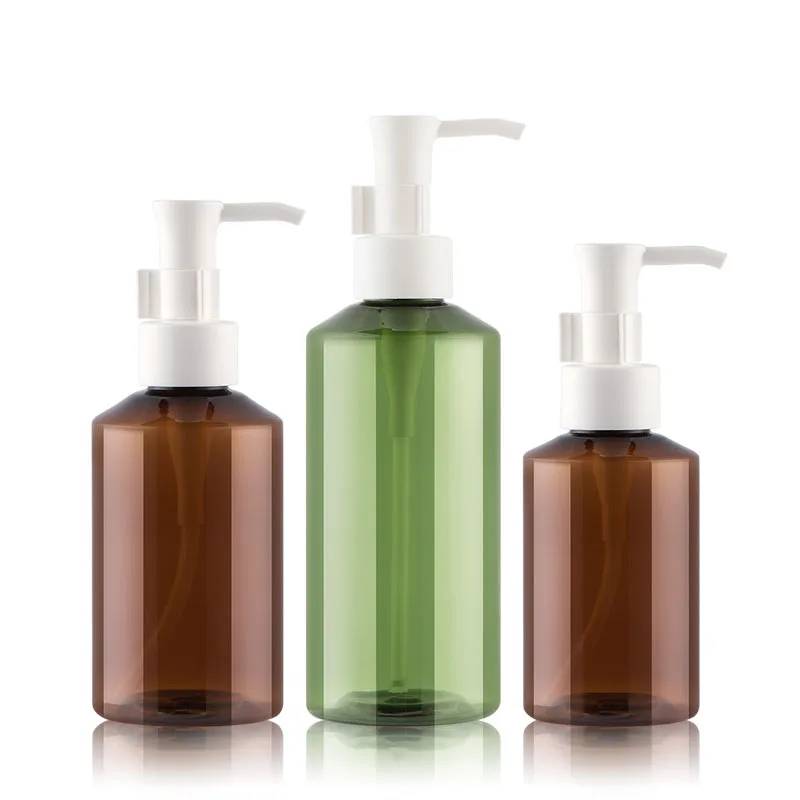 

100ML 150ML 200ML 500ML PET Essential Oil Pump Bottle,Brown/Green Cosmetic Plastic Container,Empty Shampoo Sub-bottling bottle