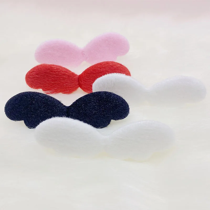 30Pcs/Lot 9.8*3CM Two Side Furry Felt Angel Wing Appliques For  DIY Children Hair Clip Accessories Patches