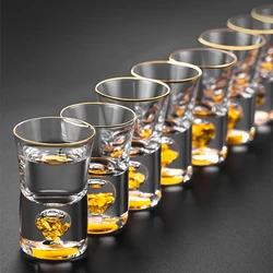 24K Gold Foil Crystal Liquor Spirits Shot Glass Bar High Grade Golden Sake Vodka Small Shots Wine Glasses Cup Vasos De Cristal
