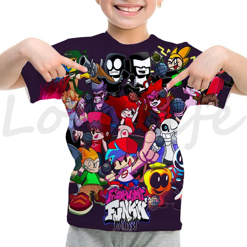 New 3D print Friday Night Funkin T shirt Cartoon Short Sleeve Boys Girl Clothes Video Game T-shirt Harajuku Streetwear Kids Tees