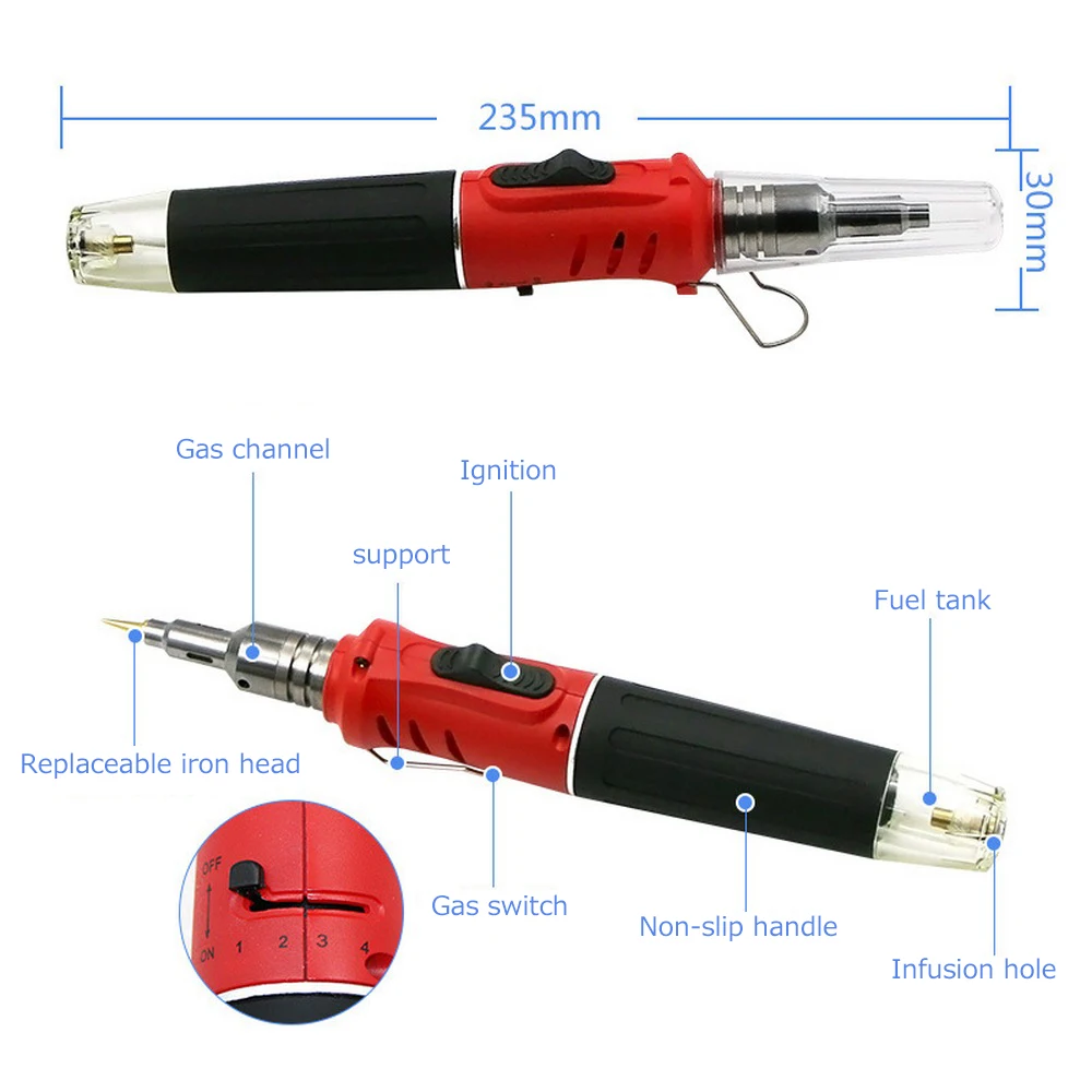 10 In 1 Wireless Gas Soldering Iron Cordless Welding Torch Kit Tool Automatic Ignition Butane Gas Burner For Solde Torch Pen