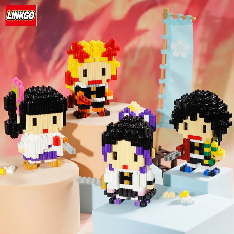 212 sztuk + Anime Demon Slayer figurki magiczne klocki Kamado Tanjirou Nezuko Inosuke Mini Connectini cegły zabawki dla dzieci