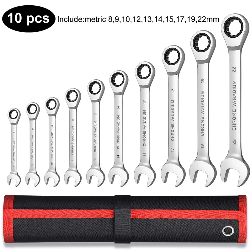 Sleutel Ratelsleutel Set 72 Tand Gear Ring Koppel Dopsleutel Set Metrische Combinatie Ratelsleutels Set Auto Reparatie Tools