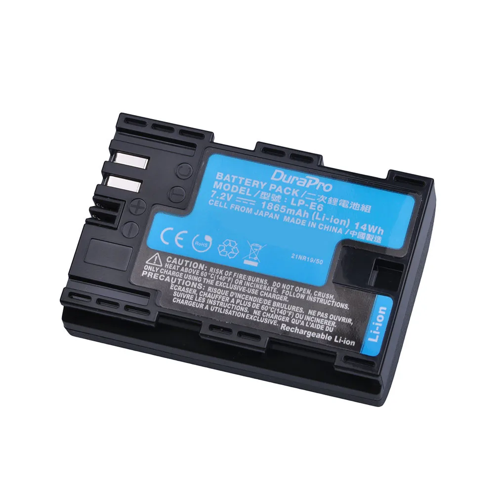 DuraPro LP-E6 LP-E6N Li-ion Battery Made With Japan Cells +LCD USB Dual Charger For Canon EOS 5DS R 5D Mark II 5D Mark III 6D 7D